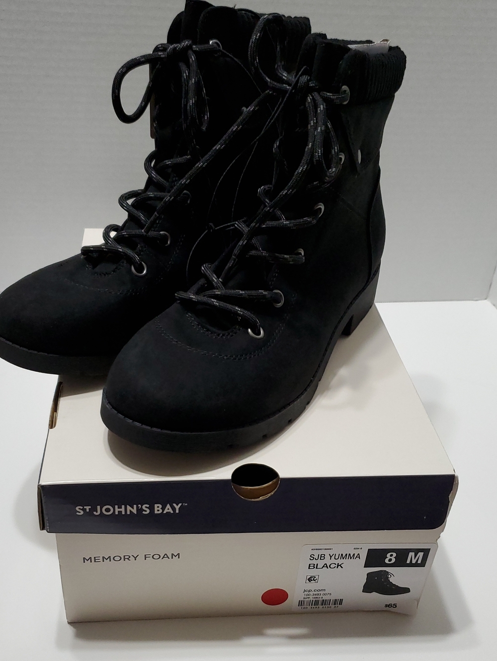 St. John's Bay Black Lace-Up Ankle Boots